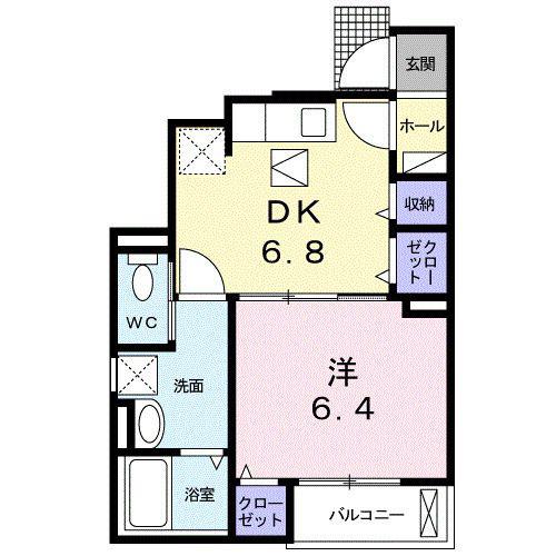 アレグリア コーヨー(1DK/1階)の間取り写真