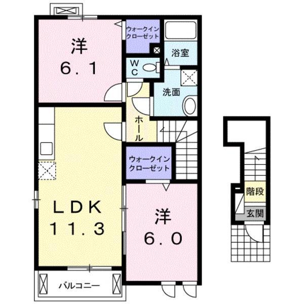 ベル・アンジュ(2LDK/2階)の間取り写真