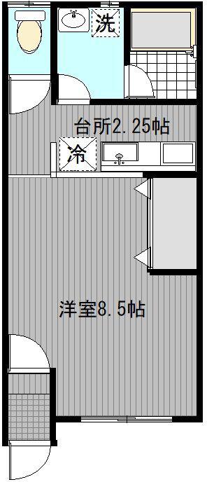 グランドミラージュIII(1K/1階)の間取り写真