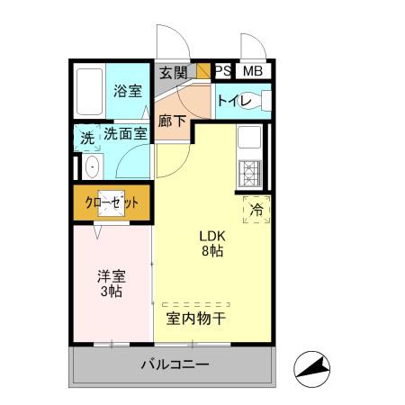 オーパス(1LDK/1階)の間取り写真