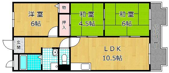 プランドールメゾン(3LDK/3階)の間取り写真