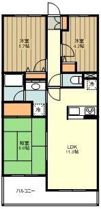 コスモ拝島(3LDK/5階)の間取り写真