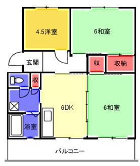 ハイツ宮ノ北(3DK/3階)の間取り写真
