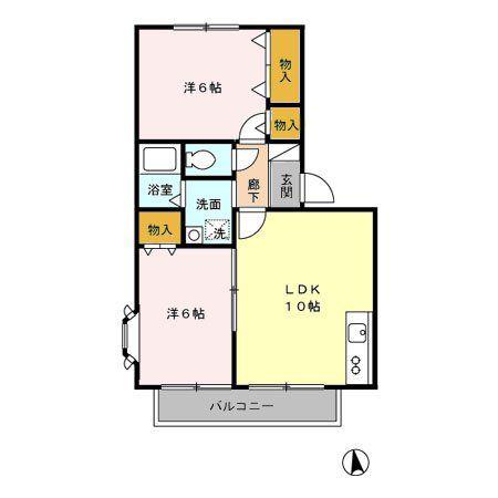 ストークヴィラA(2LDK/1階)の間取り写真