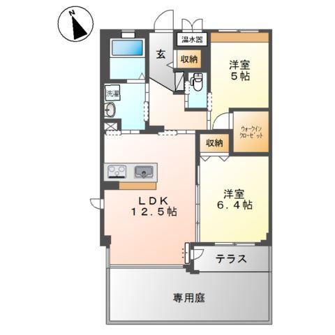 アリビオ(2LDK/1階)の間取り写真