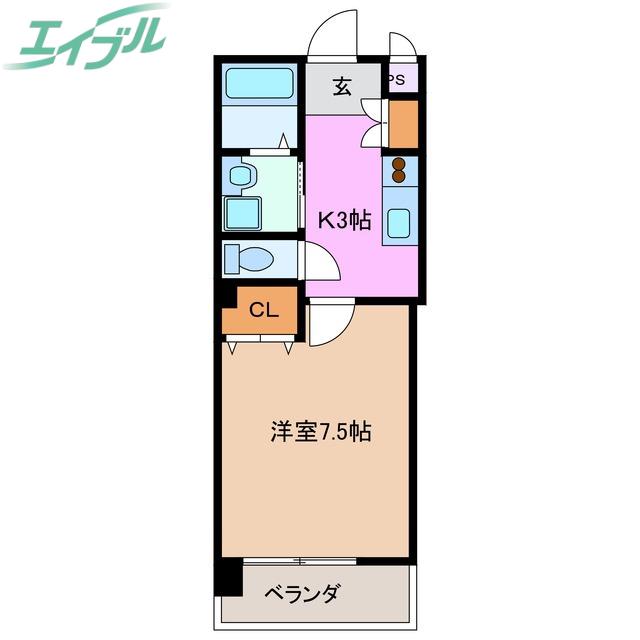 グリーンシティHT(1K/6階)の間取り写真