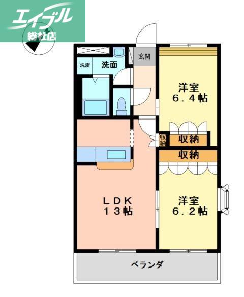 S-グランドール(2LDK/2階)の間取り写真