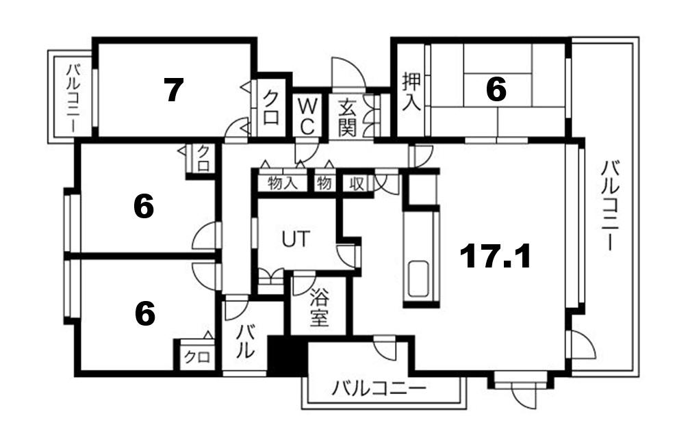 クリオ大谷地壱番館(4LDK/12階)の間取り写真