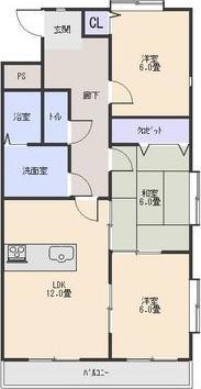 グランドメゾン新池(3LDK/3階)の間取り写真