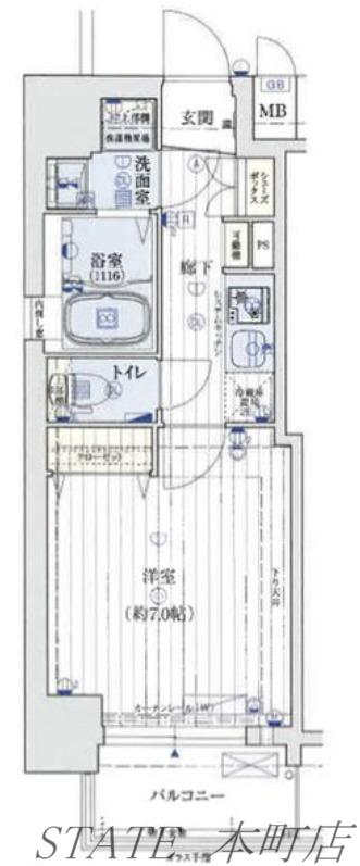 セオリー夕陽丘DOOR(1K/9階)の間取り写真