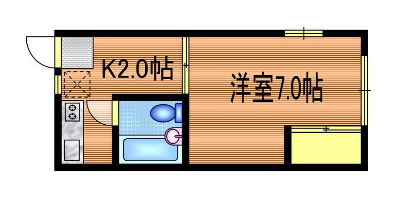 グリーンタウン前原(1K/1階)の間取り写真