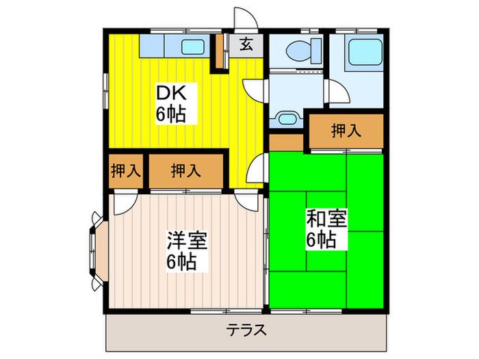 ファミリーコーポ(2DK/2階)の間取り写真