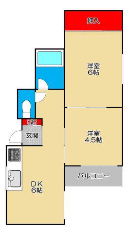 エフアールみなと通(2DK/7階)の間取り写真