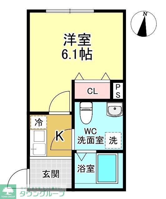 オーシャンハイツ本川越(1K/1階)の間取り写真