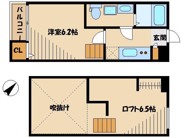 AQUA(1K/2階)の間取り写真