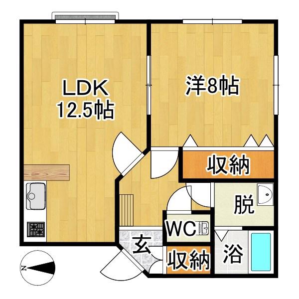 パーカスアレイ(1LDK/2階)の間取り写真