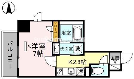 レリーフ南塚口(1K/1階)の間取り写真