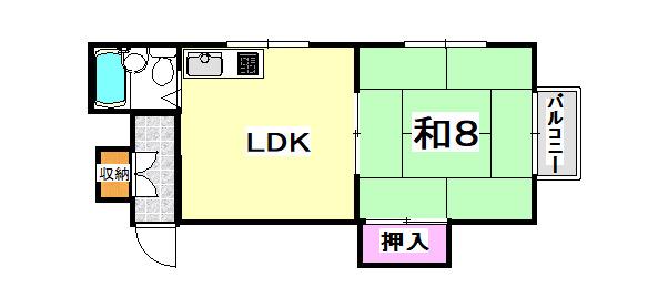 サニーハウス(1LDK/2階)の間取り写真