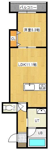 クローバーパーク千歳(1LDK/3階)の間取り写真