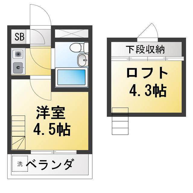 ドルフィン南馬込(1K/2階)の間取り写真