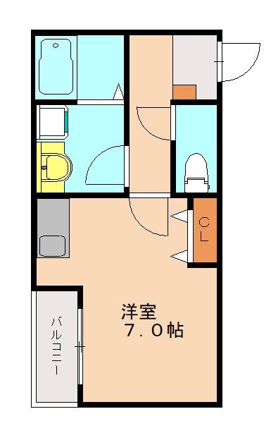 NINE TREE千歳(ワンルーム/1階)の間取り写真