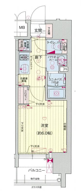 プレサンス梅田東アルファ(1K/9階)の間取り写真