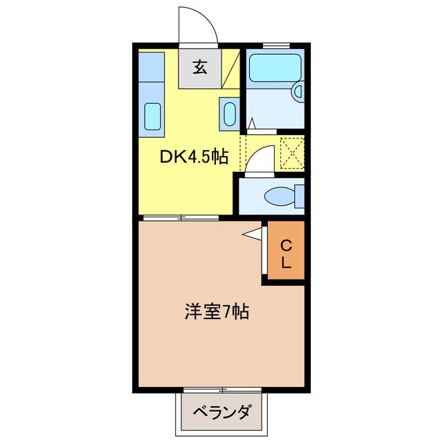 アメニティ21(1DK/2階)の間取り写真
