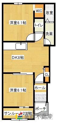 ルート3&M・YV(2DK/1階)の間取り写真