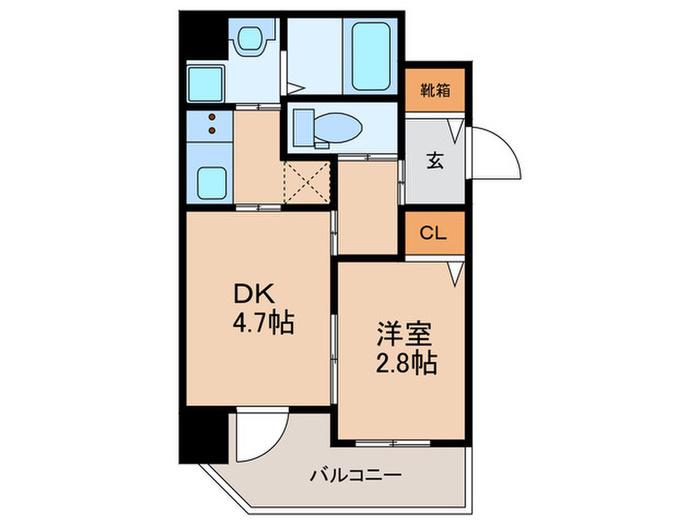エンゼルプラザ京都太秦(1DK/2階)の間取り写真