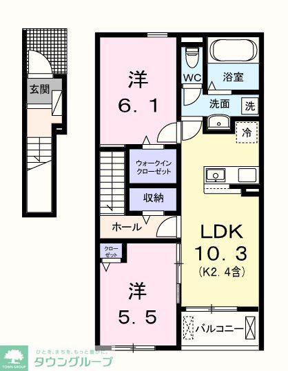 ラベンダーベイ(2LDK/2階)の間取り写真