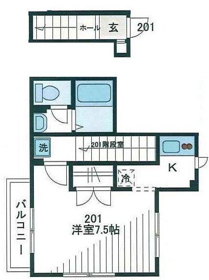 セレッソ池袋(1K/2階)の間取り写真