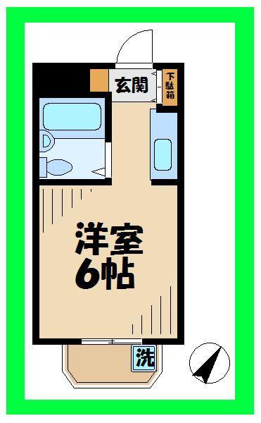 コーポリバーサイド(ワンルーム/1階)の間取り写真