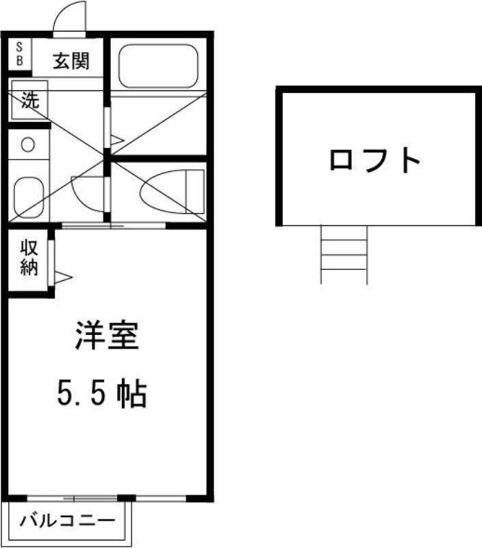 フェリーチェ岸谷イースト(ワンルーム/2階)の間取り写真