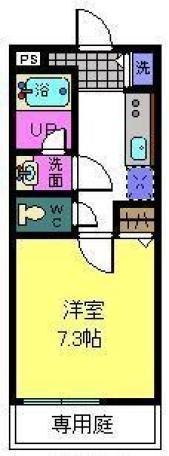 シャンテ笠松(1K/1階)の間取り写真