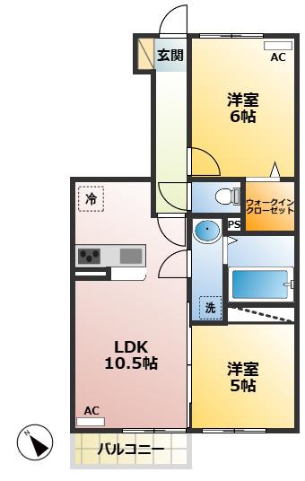 スイートセントヒルズ(2LDK/1階)の間取り写真
