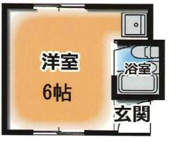 米田マンションI(ワンルーム/2階)の間取り写真