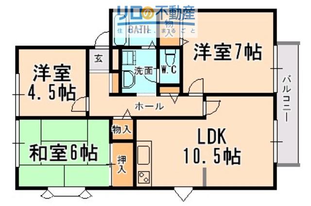 サンビレッジ昆陽の森(3LDK/2階)の間取り写真