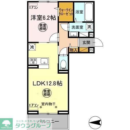 FERRO PALAZZO D棟(1LDK/3階)の間取り写真