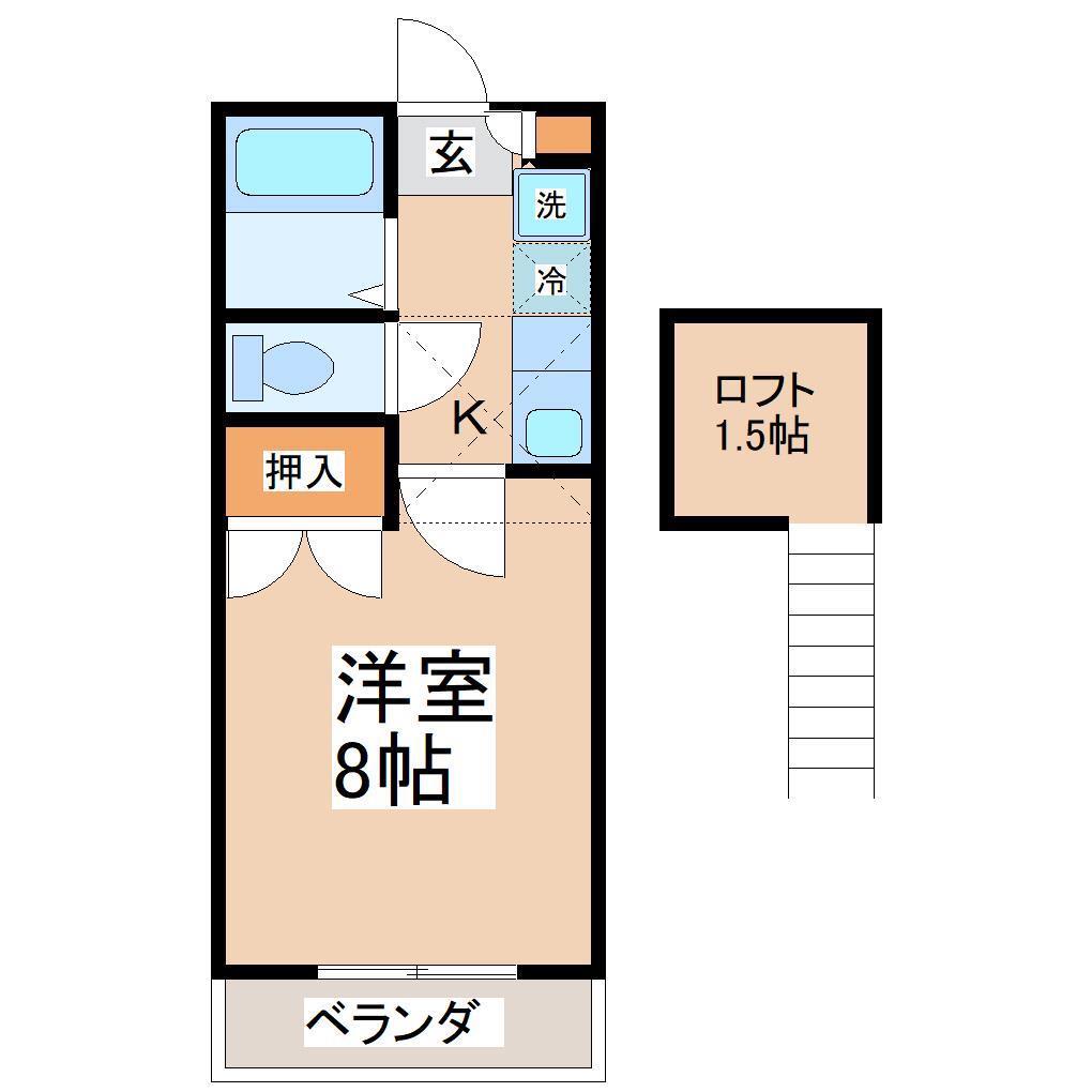 サンライフヒル(1K/2階)の間取り写真
