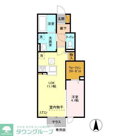 ヴァンベール(1LDK/1階)の間取り写真