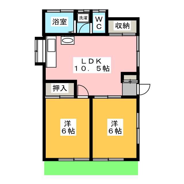 金田ハイツ(2LDK/1階)の間取り写真