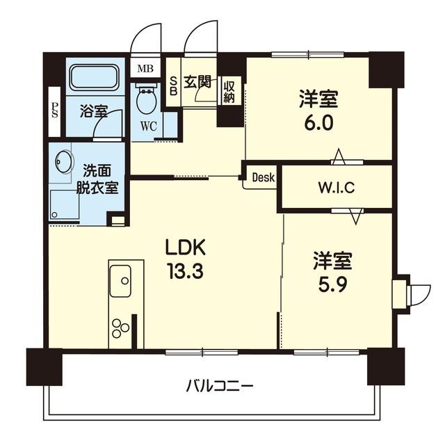 リバティハウス島崎(2LDK/2階)の間取り写真