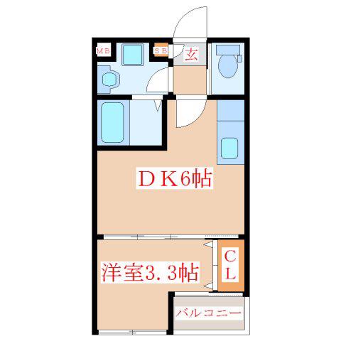 HORIZON姶良01(1DK/2階)の間取り写真