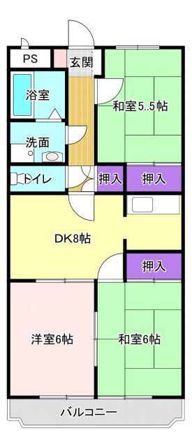 ルミエール小林I(3DK/2階)の間取り写真