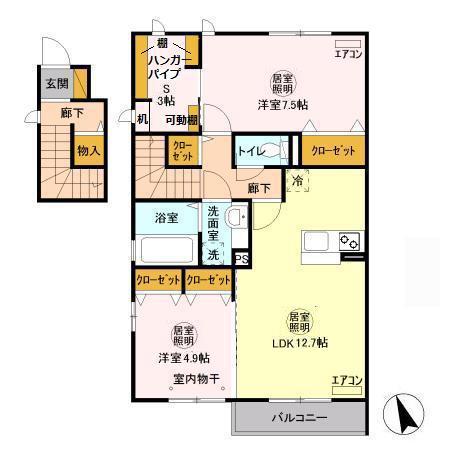 ボナール酒井根III号棟(2SLDK/2階)の間取り写真