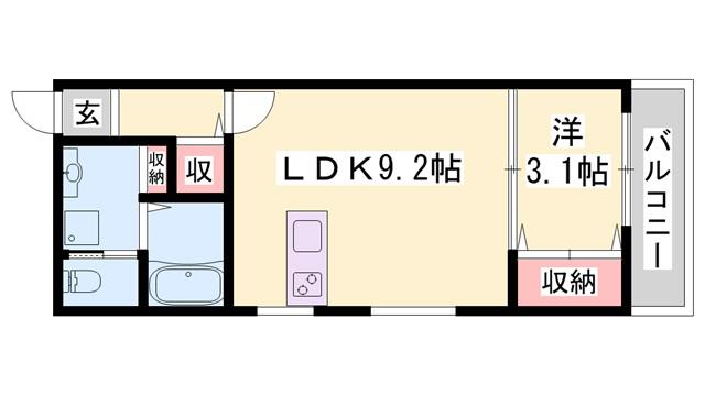 ヴィクトリアレジデンス高砂(1LDK/1階)の間取り写真