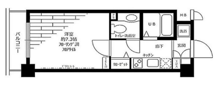 ステージグランデ市谷薬王寺(1K/2階)の間取り写真
