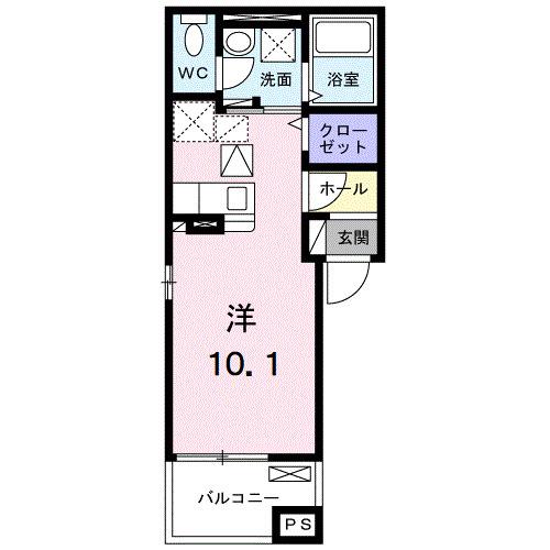 M グレインV(ワンルーム/1階)の間取り写真