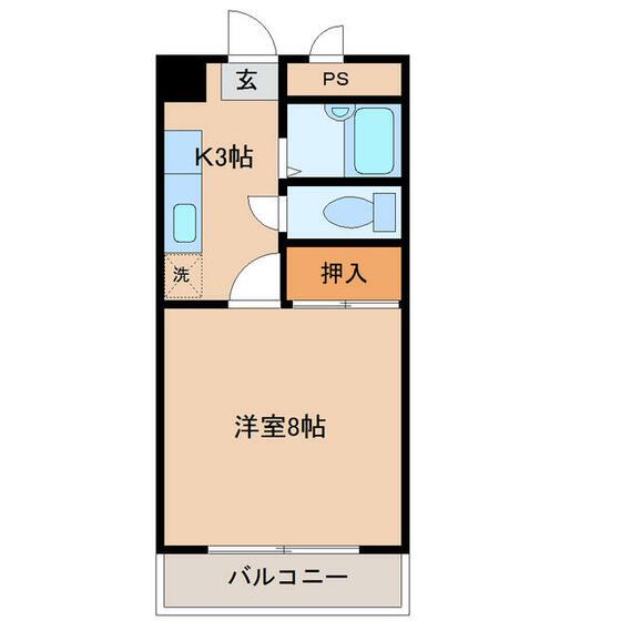 ロッヂ宮法師D棟(1K/1階)の間取り写真