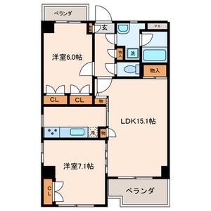 フィールドストーン調布(2LDK/1階)の間取り写真